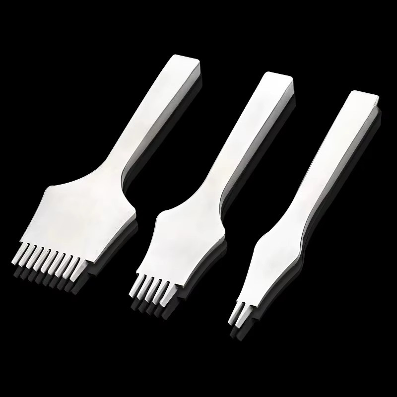 QJH Professionelles Leder-Stanzwerkzeug Set aus Metall in Silber für DIY-Bastelarbeiten und Nähen - Bild 3