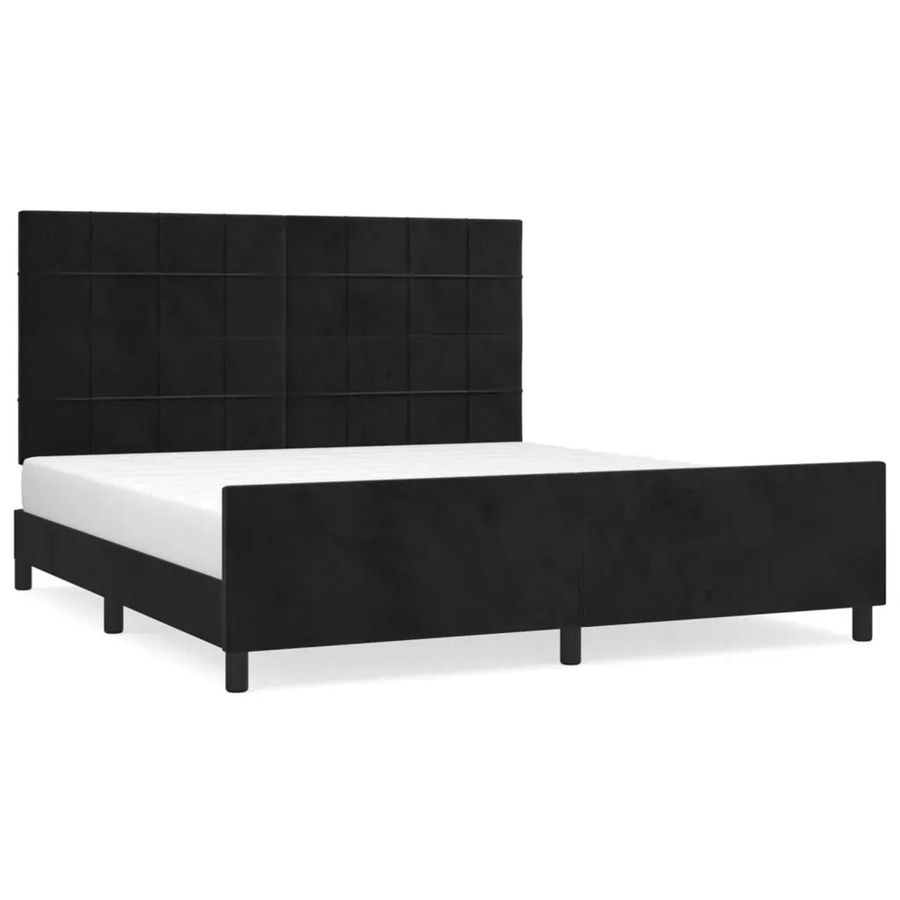 vidaXL Bettgestell mit Kopfteil in Schwarz aus Samt, B/T/H: 160 x 200 x 128 cm - Bild 2