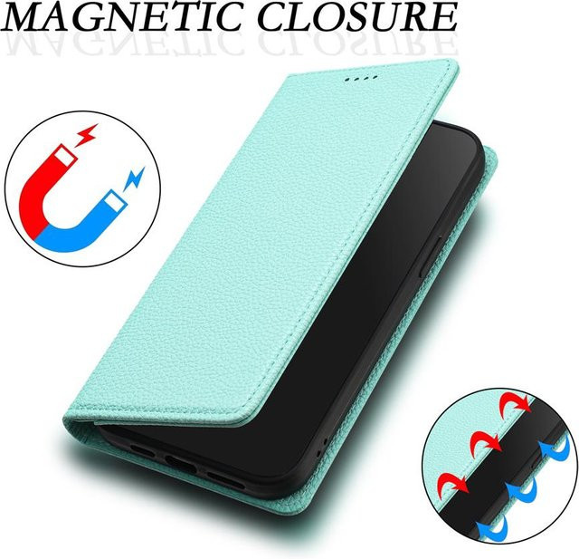Magnetische Klappbrieftasche aus Leder als Handyhülle für Google Pixel 10 9 Pro XL 8 7 6 Serie in Türkis - Bild 1