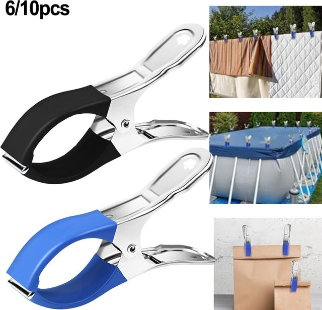 SPORTARC Pool Abdeckung Clips aus Edelstahl mit Kunststoffgriffen in Blau - Bild 1