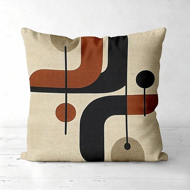 Dekorativer Kissenbezug mit geometrischem Muster von Shunika Chen aus Polyester in Peach Skin Optik, B/B/H: 18 x 18 x 18 cm - Bild 1