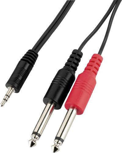 Monacor Audio Adapterkabel Schwarz mit 2x 6,3mm Mono Klinkenstecker auf 1x 3,5mm Klinkenstecker, Länge: 2 m - Bild 1