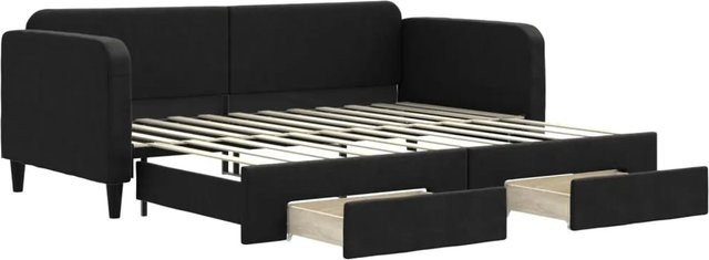 vidaXL Tagesbett ausziehbar mit Schubladen in Schwarz B/T/H: 90 x 200 x 75 cm - Bild 1