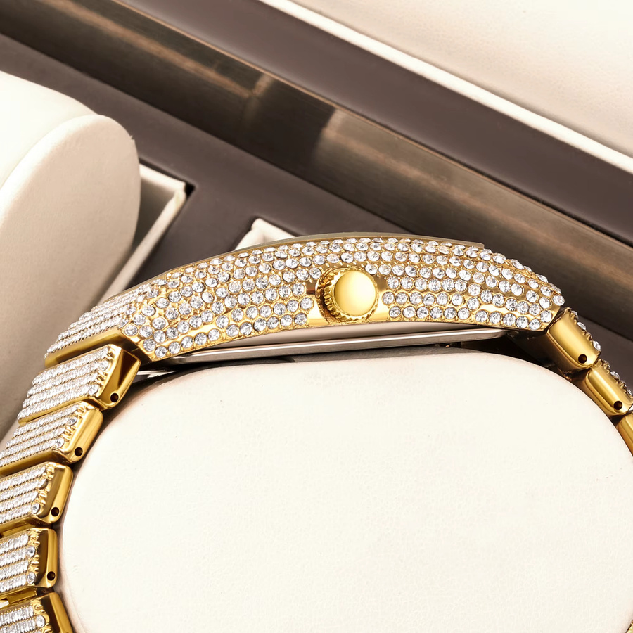 YaLaLuSi Armbanduhr, Quarz, Edelstahl, Gold, Herren - Bild 3