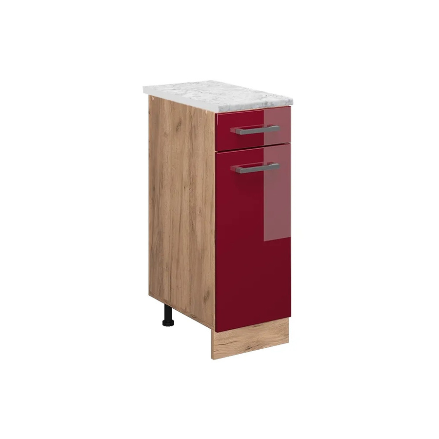 Vicco R-Line Küchenunterschrank mit Schubladen und Türen in Bordeaux Hochglanz, B/T/H: 30 x 46 x 81,6 cm - Bild 2