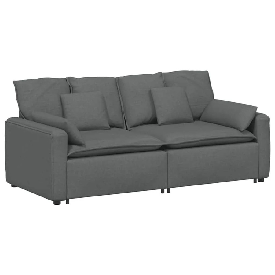 vidaXL Modulares Sofa Dunkelgrau mit Kissen und Armlehnen, Polsterung aus Stoff und Schaumstoff, Reversibel - Bild 2
