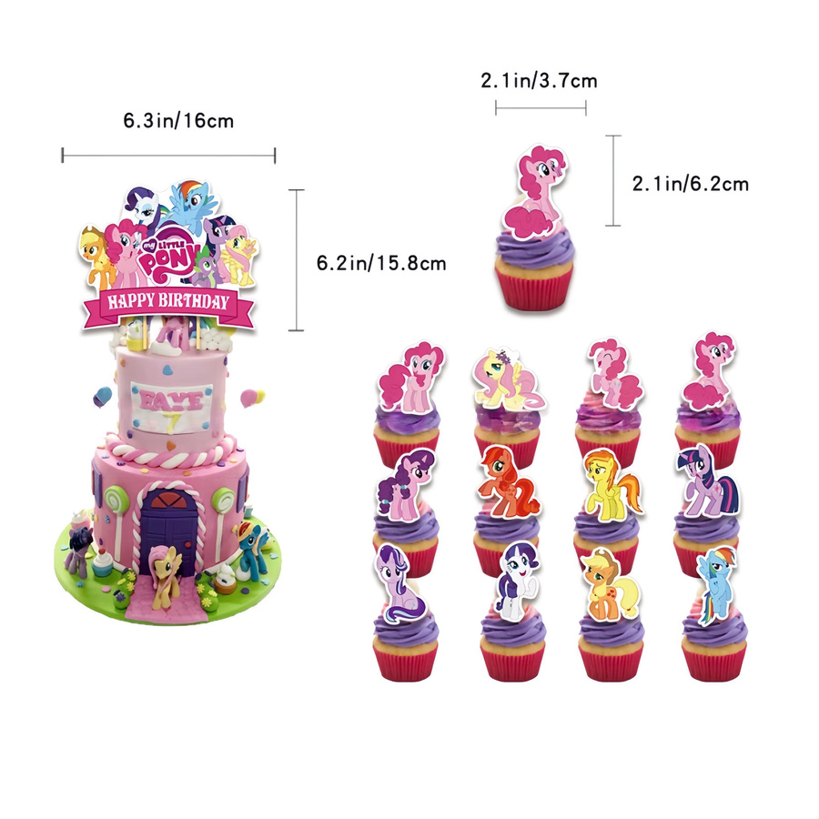 Hasbro My Little Pony Geburtstagsparty Dekoration Set mit Happy Birthday Banner, Folien- und Latexballons sowie Tortendekoration in Mehrfarbig - Bild 2