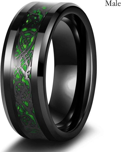 YIRAN Partnerringe, Herz, Grün, Strass, Zirkon, Edelstahl, Unisex - Bild 1