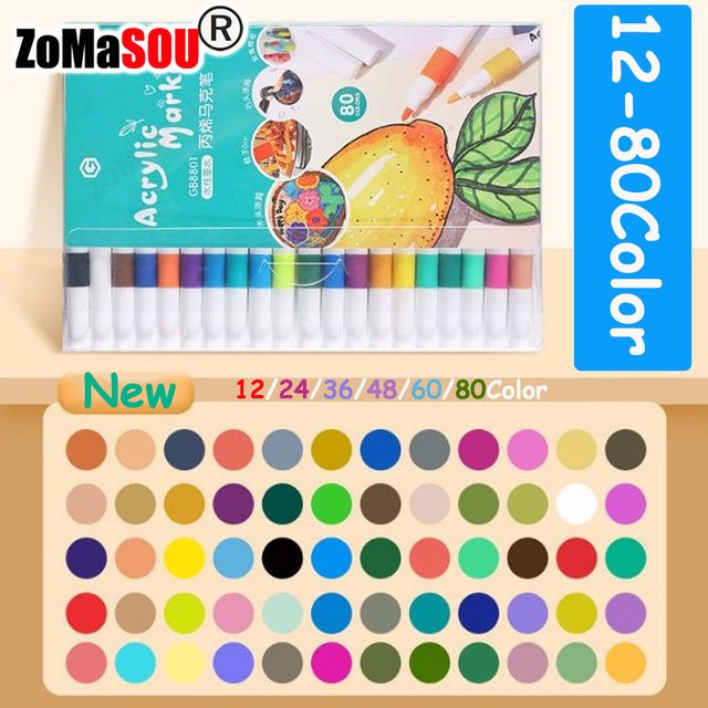 Acryl-Farbstifte in Multicolour für Felsmalerei, Keramik, Glas und Holz mit feiner Spitze - Bild 1