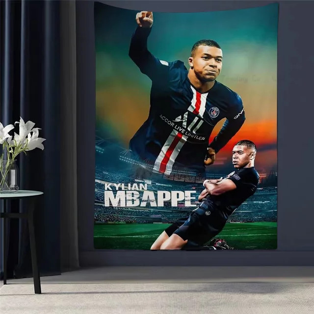 Mesuca Anime Tapestry K-Kylian M-Mbappe Super Star Wanddeko Mehrfarbig - Bild 1
