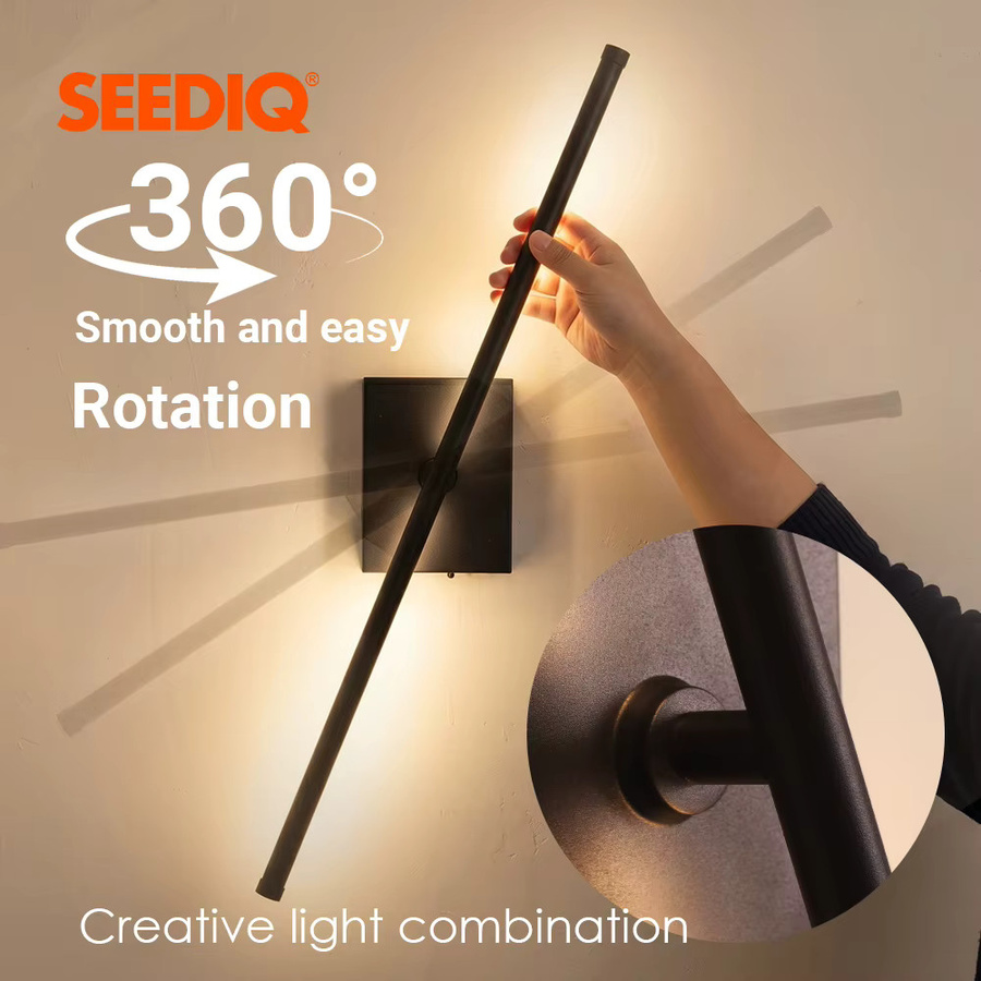 Seediq LED-Wandleuchte Schwarz, kabellose runde Wandlampe mit 360° Rundumbeleuchtung und wiederaufladbarem Akku - Bild 3