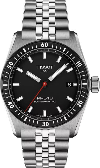 Tissot Herrenuhr PR516, Automatik, Edelstahl, 38 mm, Schwarz, 10 ATM - Bild 1