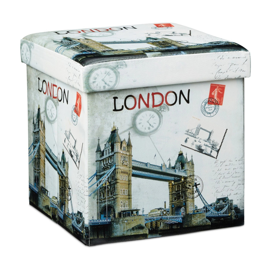 Relaxdays Sitzhocker London aus Kunstleder mit Stauraum, faltbar, Multicolour, B/T/H: 38 x 38 x 38 cm - Bild 2
