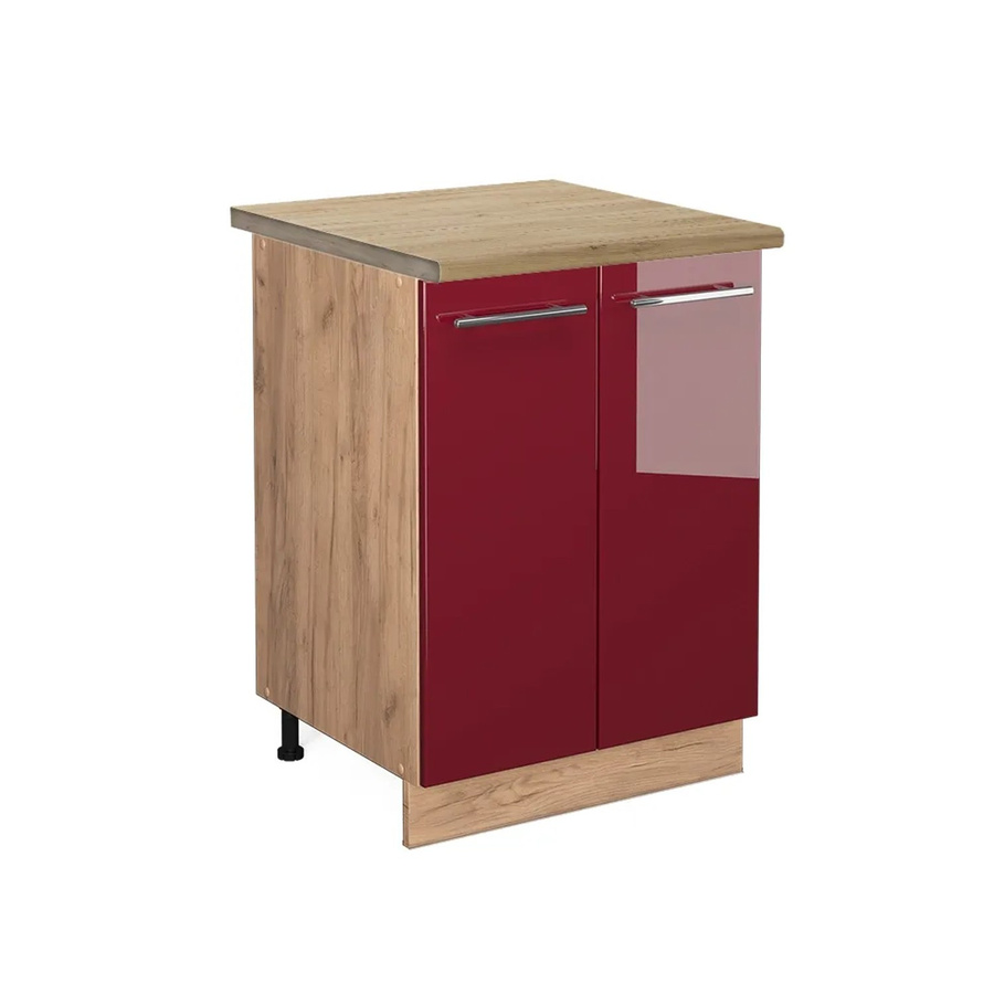 Vicco Küchenunterschrank Fame-Line Bordeaux Hochglanz in Rot und Goldkraft Eiche, B/T/H: 60 x 60 x 82 cm - Bild 2