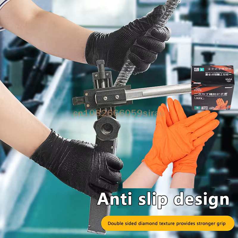 KOQZM Nitrilhandschuhe in Orange mit strukturiertem Griff für mechanische Sicherheit und Arbeit, 10 Stück - Bild 2