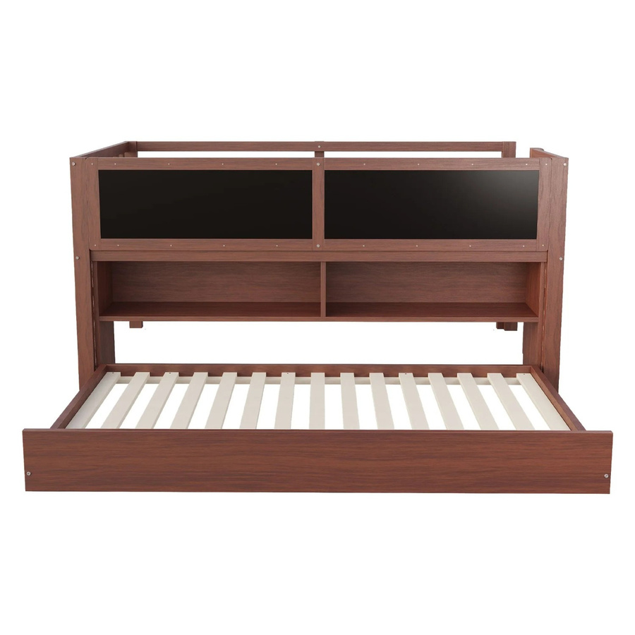 Merax Hausbett für Kinder mit Ausziehbett und Stauraum, Farbe Braun/Weiß, B/T/H: 200 x 90 x 120 cm - Bild 2