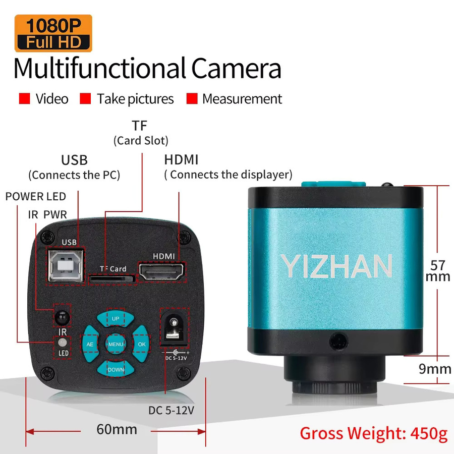 YIZHAN 4K UHD Elektronisches Digitalmikroskop mit IMX327 Sensor, HDMI und USB Anschluss, Lötkamera mit 130X 150X 180X Zoom für PCB-Reparaturwerkzeuge - Bild 2