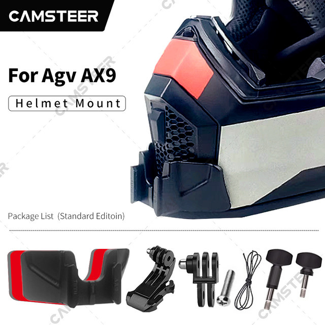 Agv Ax9 Custom Aluminium Kinnhalterung in Schwarz für GoPro Hero 12 11 10 9 Insta360 X4 X3 Ace Pro und DJI Action 3 4 Kameras - Bild 1