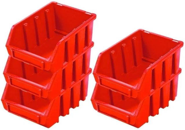 PROREGAL SuperSparSet 5x Sichtlagerboxen aus Polypropylen in Rot, H x B x T: 16,1 x 11,6 x 7,5 cm - Bild 1
