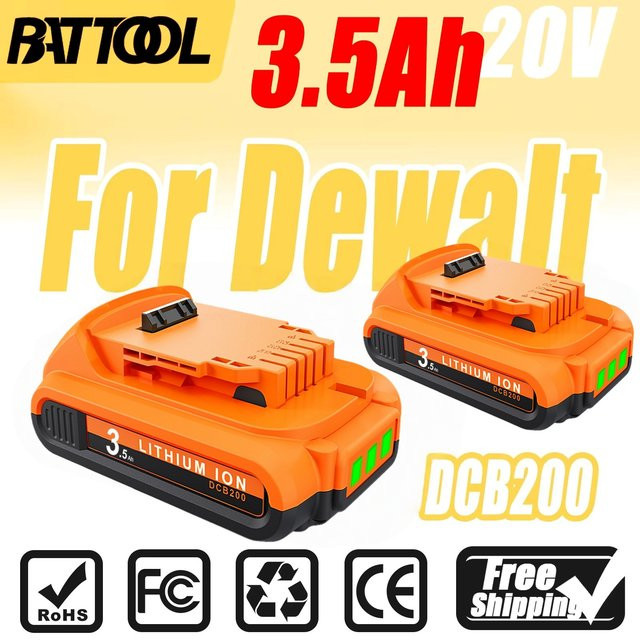 DeWalt Li-Ion Akku 20V 3500mAh in Orange für DCB200 DCB206 DCB120 DCB182 DCB123 DCB122 DCB125 DCB124 DCB609 - Bild 1