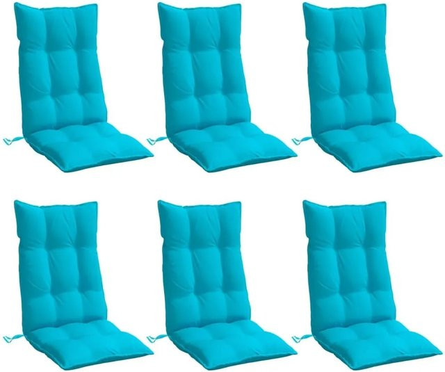 6er Set vidaXL Hochlehner-Auflagen aus wasserabweisendem Polyester in Türkis - Bild 1