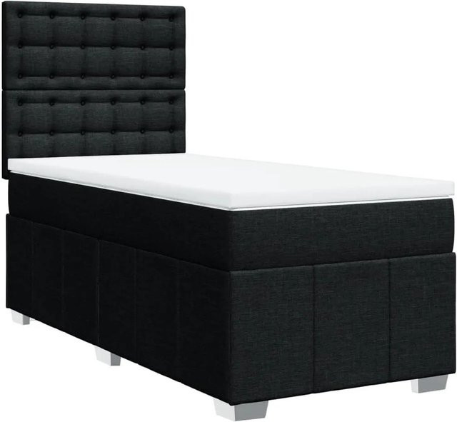 vidaXL Boxspringbett mit Matratze und USB-Ladeport in Schwarz, B/T/H: 80 x 200 x 140,5 cm - Bild 1