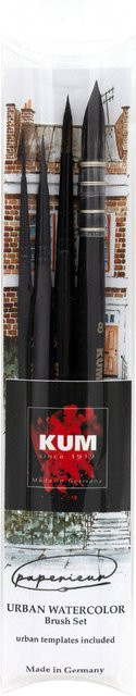 KUM Pinsel Set Urban Watercolors Paperieur mit synthetischen Borsten, Größen 2, 4, 6 und 8 - Bild 1