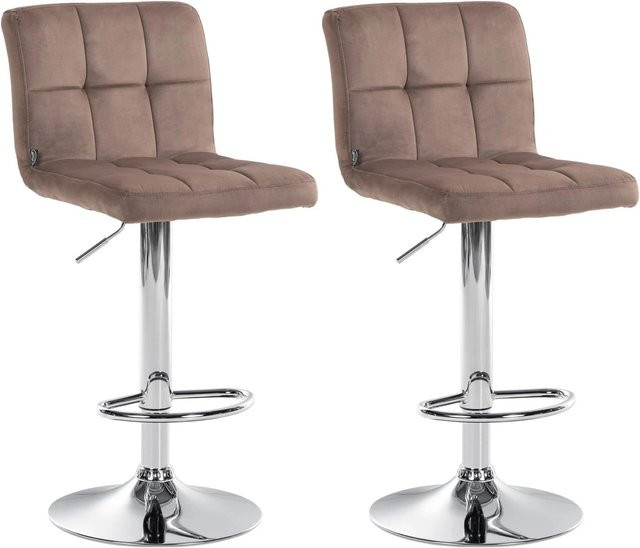 DELUKE 2er Set Barhocker REZAR aus Samt in Braun mit silbernem Gestell, B/T/H: 46 x 47 x 94 cm - Bild 1