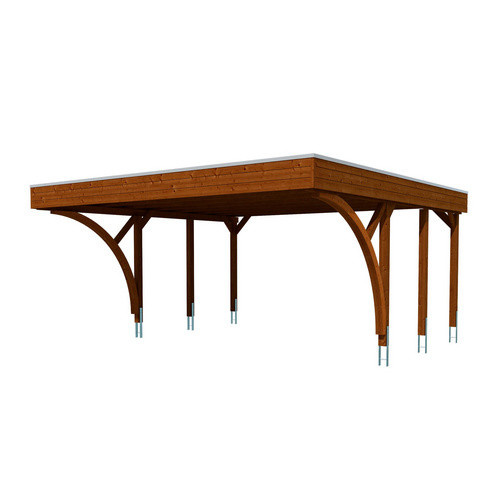 SKANHOLZ Carport Friesland aus Fichte mit zwei Einfahrtsbögen und Flachdach, Farbe: Nussbaum, B: 546 cm, T: 555 cm - Bild 3