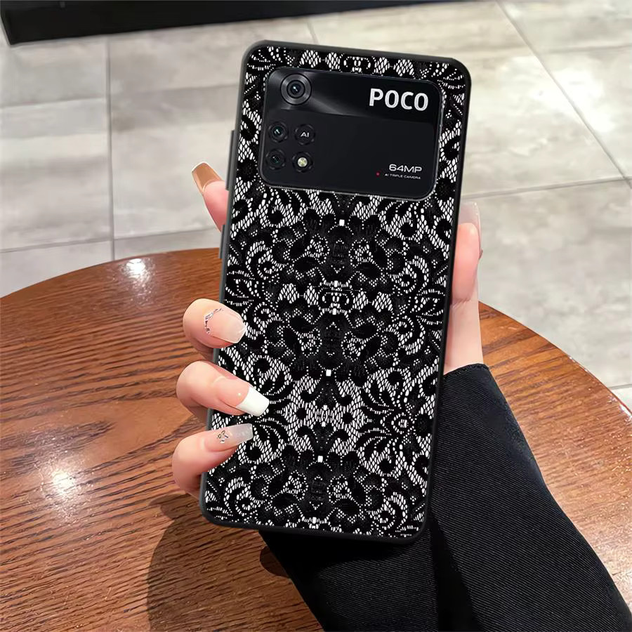 Schwarze Spitzenhülle für Xiaomi Poco F-Serie als elegante Handyhülle - Bild 4