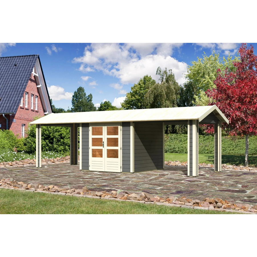 Karibu Holz-Gartenhaus Timra mit Satteldach in Terragrau, B: 244 cm, T: 240 cm, H: 240 cm - Bild 2