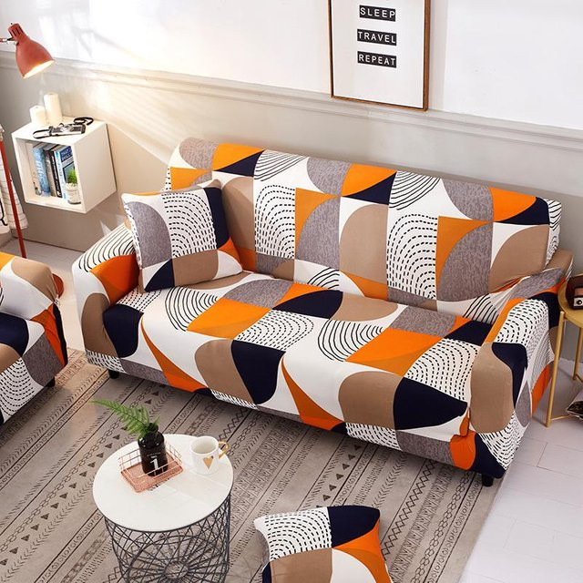 BC-Warm Home Stretch Sofabezug All-Inclusive Sofaüberwurf in Orange für Chaiselongue und Sofas, Breite: 235-300 cm - Bild 1