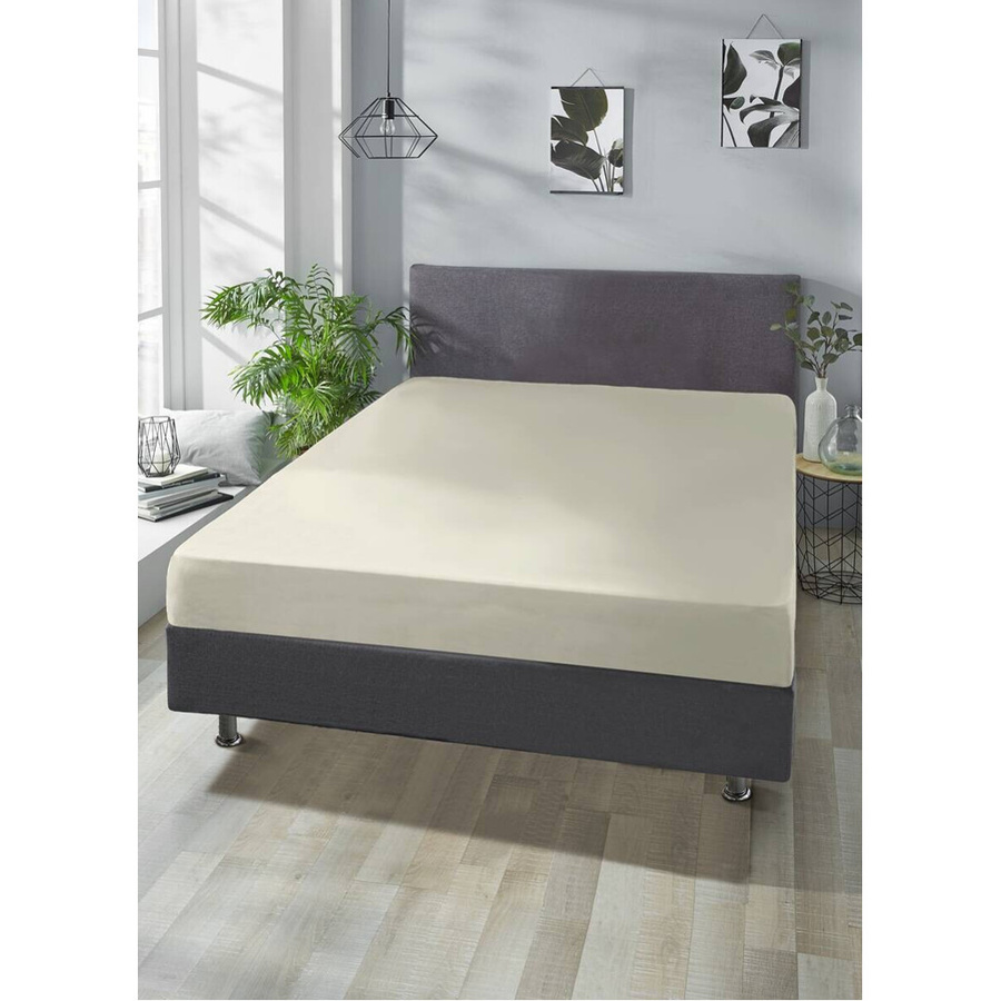 Trendline by Biberna Boxspring Spannbetttuch aus Baumwolle und Elasthan in Ecru, B/T/H: 180 x 40 x 200 cm - Bild 2
