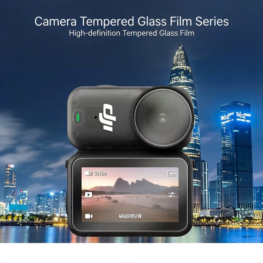 DJI Osmo Action Displayschutz und Objektivschutz Set aus 9H gehärtetem Glas in Transparent - Bild 3