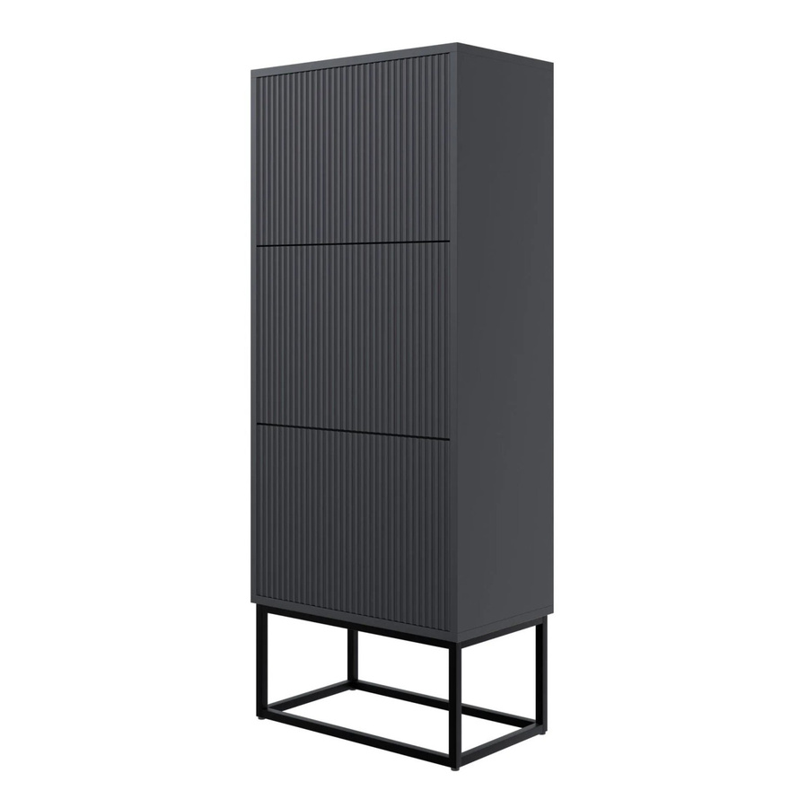 Selsey Schuhschrank Veldio mit Lamellen-Design in Schwarz, B/T/H: 50 x 30 x 125 cm - Bild 2