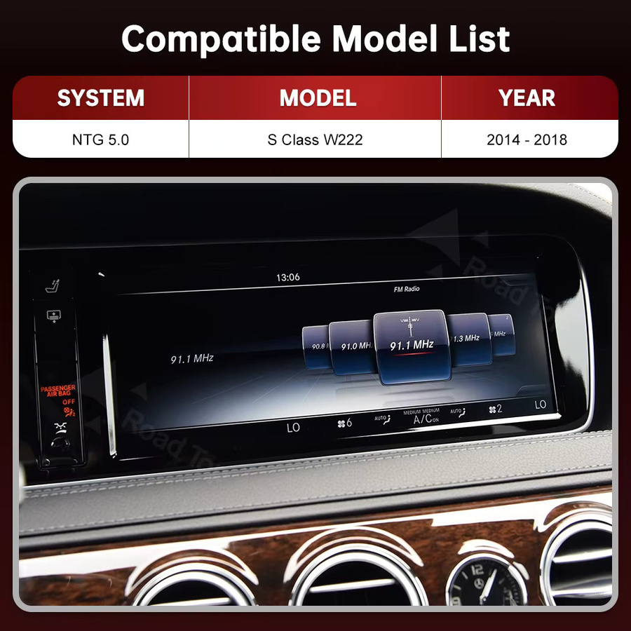 RoadTop Kabelloses CarPlay und Android Auto Interface für Mercedes Benz S-Klasse W222 (2014-2018) mit Mirror Link und AirPlay in Schwarz - Bild 2