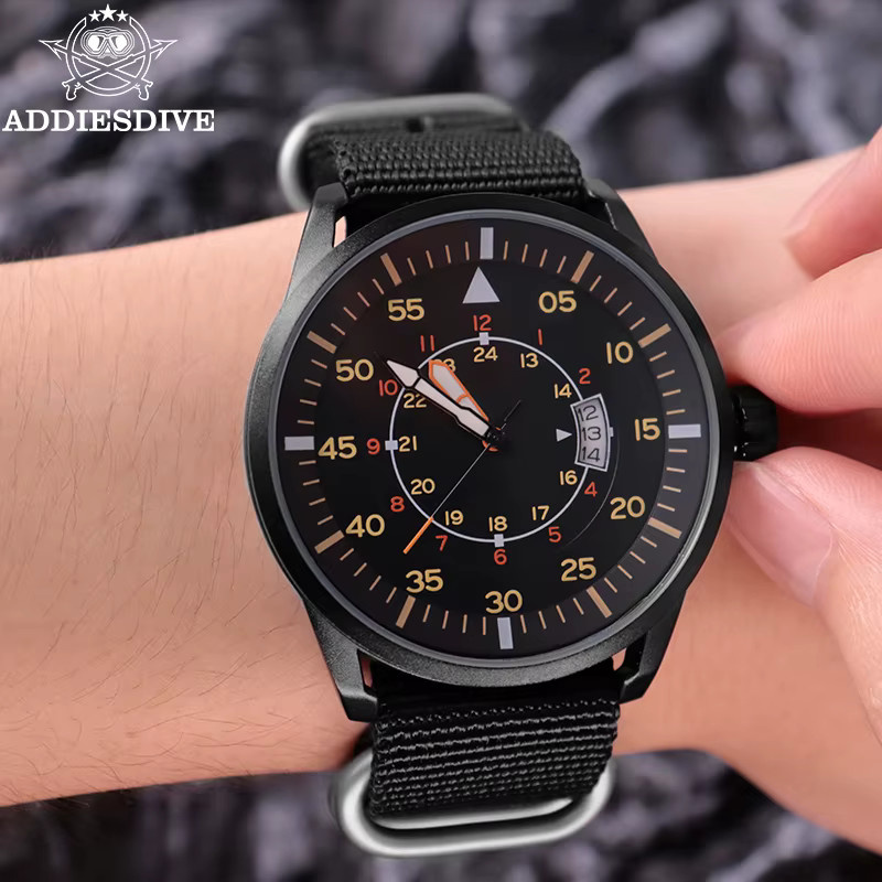 ADDIESDIVE Armbanduhr, Quarz, Grün, Textil/NATO, 5 ATM, Herren - Bild 4