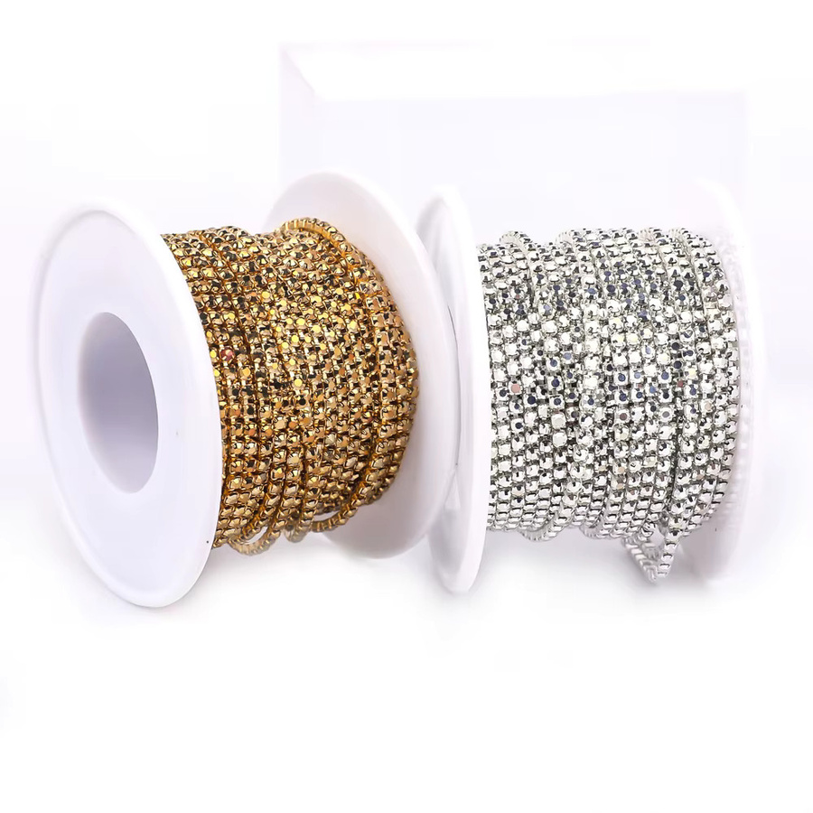 VC Strassband mit Glaskristall-Besatz in Mineralgold und Silber für deine DIY-Kleidungsdekoration - Bild 2