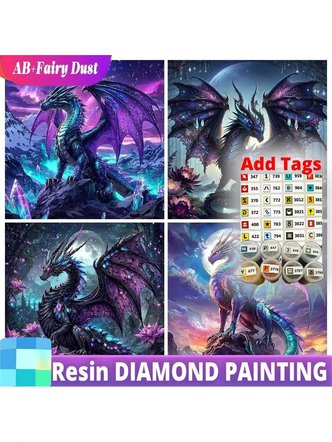 NIANHUA 5D Diamant-Kunstmalerei Drachen Fantasy-Tier Rundes Diamant-Mosaik in Multicolour - Bild 4
