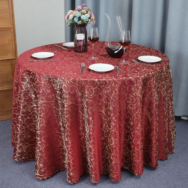 Runde Tischdecke von JMG Household Supplies in Rot, klassisches Design für Hochzeit und Hotel, hitzebeständig, Durchmesser: 180 cm - Bild 1