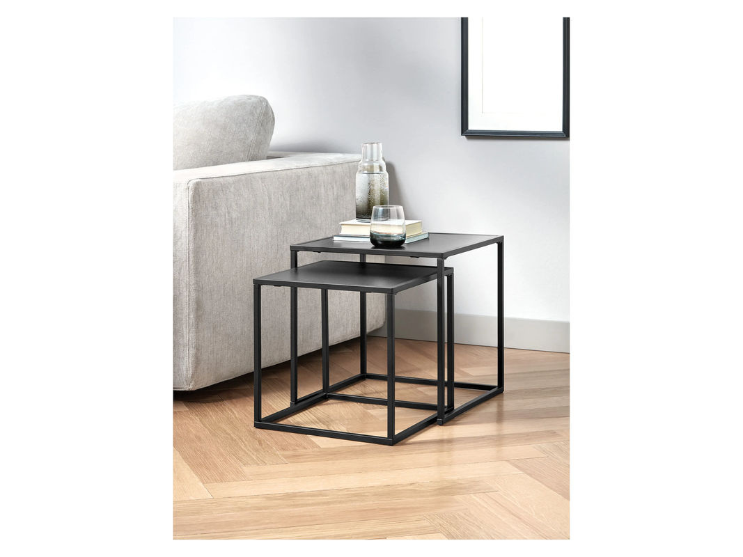 LIVARNO HOME Beistelltisch-Set San Diego im 2er Set in Schwarz mit Industrial-Design aus Holz und Stahl - Bild 2