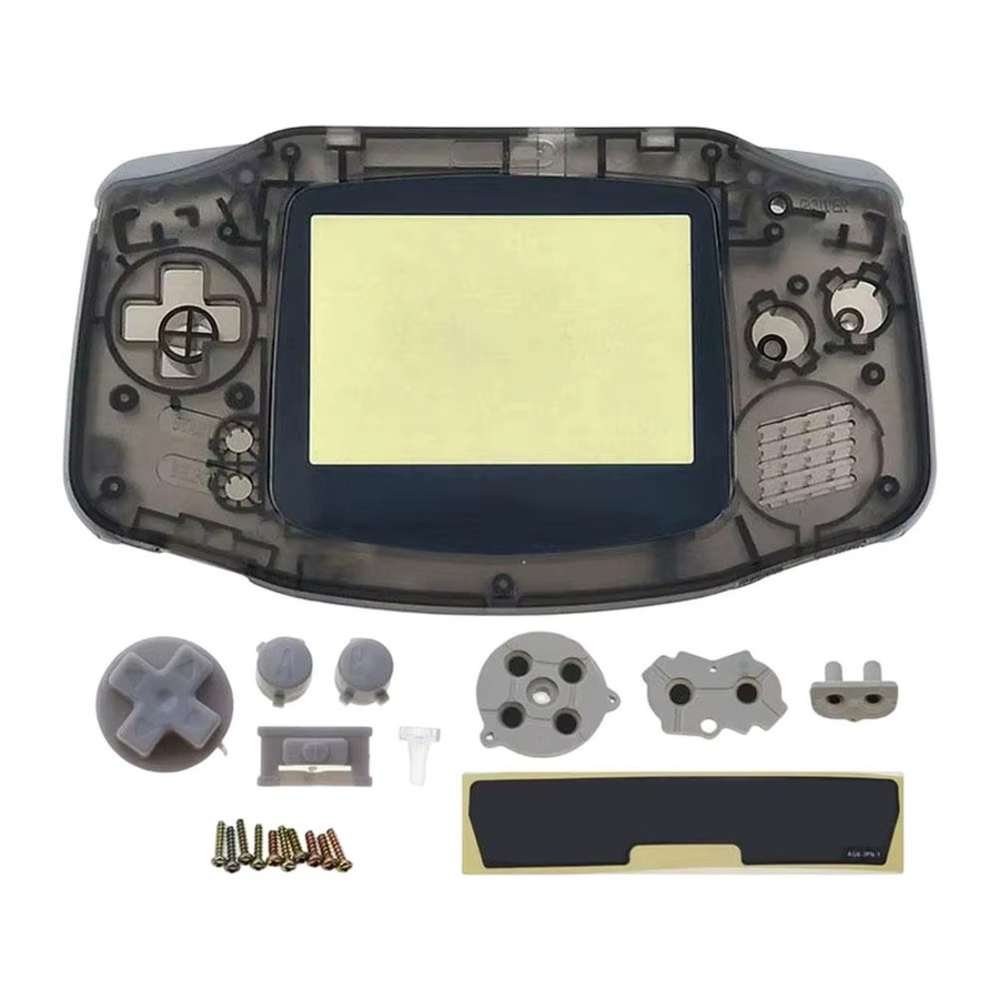 Nintendo Game Boy Advance Ersatz-Vollgehäuse Set in Transparent Blau mit Tasten, Schrauben und Frontplatte für DIY-Modding - Bild 2
