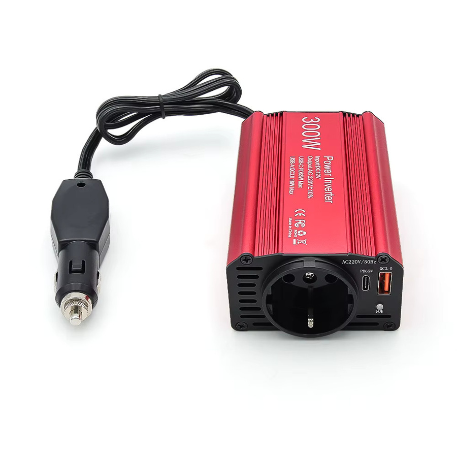 JFIND Auto Inverter Konverter DC 12V zu AC 220V mit PD 65W USB-C Schnellladefunktion, Rot - Bild 4