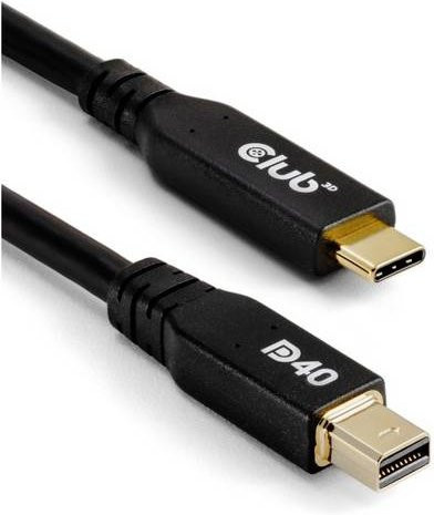Club3D Adapterkabel USB-C auf Mini DisplayPort 2.1, bi-direktional, VESA DP40 Certified, unterstützt 8K 30 Hz und 4K 240 Hz, Schwarz, Länge: 2,0 m, CAC-1561 - Bild 1