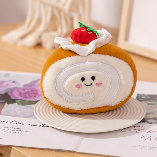 GDzaccly Erdbeere Obstkuchen Plüschtier Erdbeer-Biskuitrolle Plüschtier - Bild 1