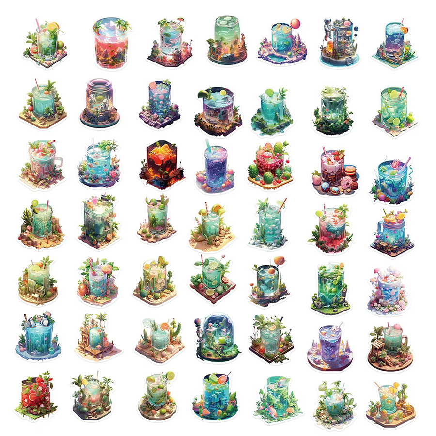 Rspctou Kunstgetränke Ästhetische Aufkleber, Niedliche Cartoon-Sticker, multicolor, 10-teiliges Set - Bild 3