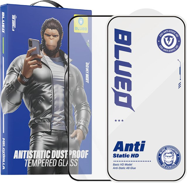 Blueo Anti-Static HD Displayschutzfolie aus gehärtetem Glas für Apple iPhone 12 und iPhone 12 Pro, Schwarz - Bild 1