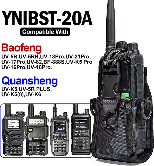 Walkie Talkie Tasche aus Nylon in Schwarz als Radio Holster mit Riemen für Motorola GP88S, Baofeng UV82, Midland und GPS-Radios - Bild 1