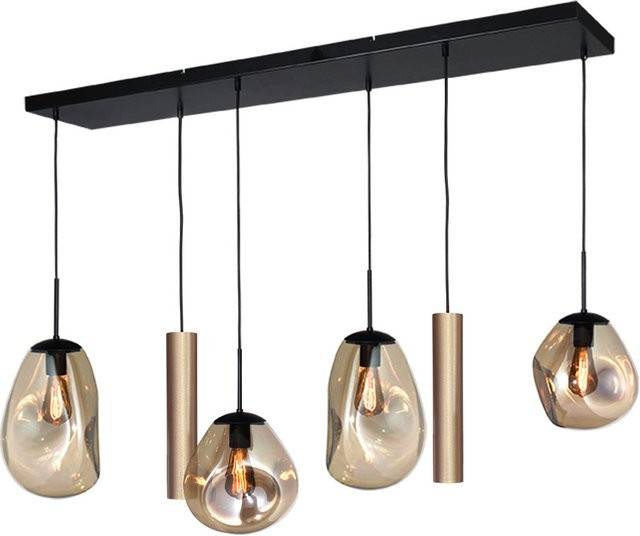 Masterlight Lava 4/2 Pendelleuchte 6-flammig in Gold mit Glas in Gold Fumé, höhenverstellbar - Bild 1