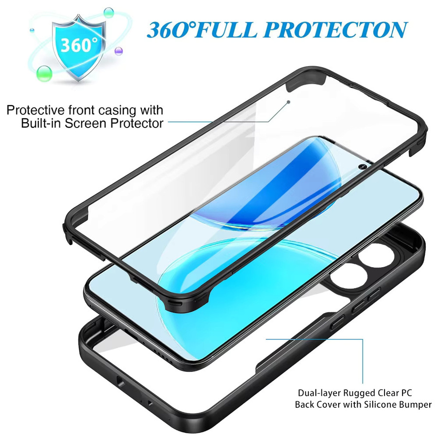 Transparente 360° Vollschutz Panzer-Handyhülle für Honor Magic 8 Pro 7 Lite X8D X9D X7D X6C 400 Pro Lite Sturzsichere Rückabdeckung in Grün - Bild 3